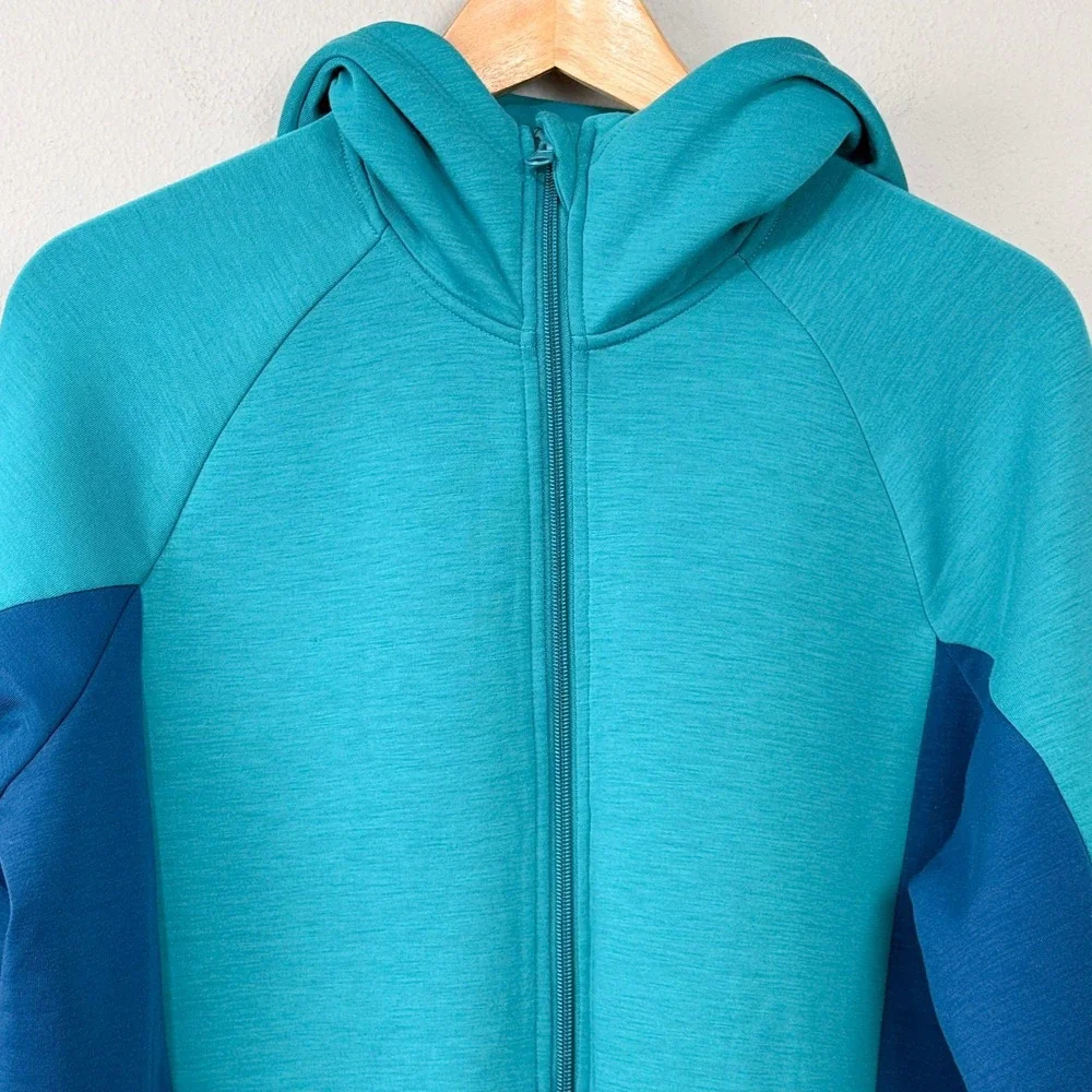 BONOBOS‎ Fielder Tech Fleece Hoodie Jacket Size S Teal Blue Knit Lightweight Zip